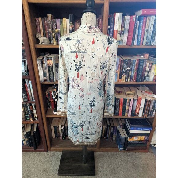 Tory Burch Women's Size Medium Cora White Print Silk Shirt Midi Dress RTR $495 - Picture 8 of 8